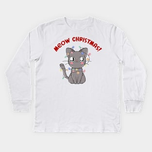 Meow Christmas Kids Long Sleeve T-Shirt